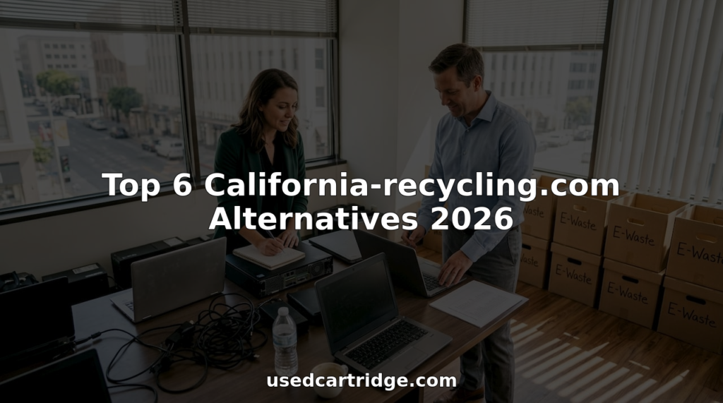 IT managers sorting electronics for recycling in office