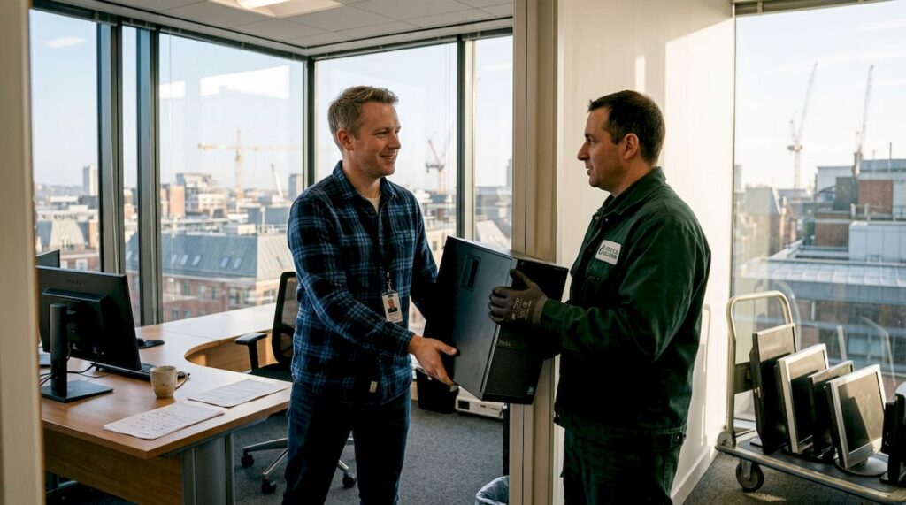 Office handoff of electronics for secure e-waste pickup
