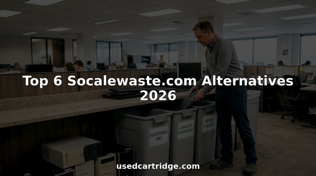 Manager sorts old electronics into recycling bins