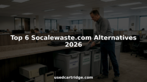 Manager sorts old electronics into recycling bins