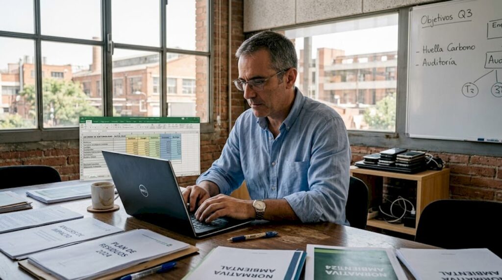 Especialista evaluando los procesos de reciclaje en una empresa