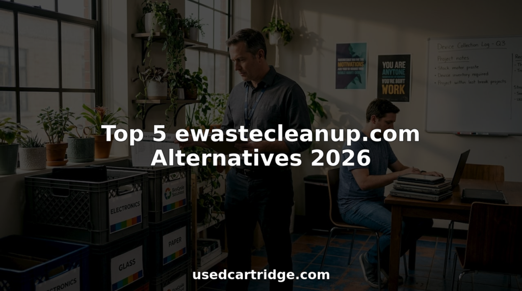 IT manager organizing e-waste for office recycling