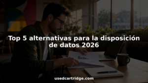 Especialista revisando informes impresos sobre la eliminación de datos