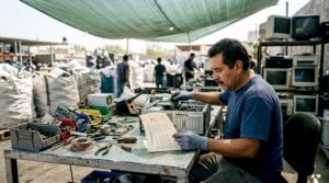 Especialista inspeccionando el equipo para garantizar que se pueda reutilizar de manera segura