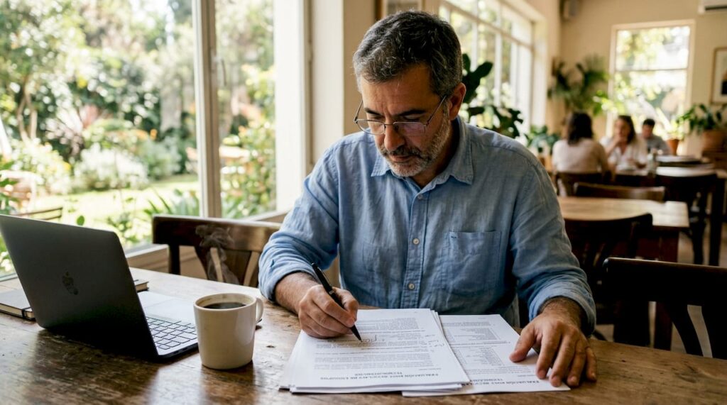 Responsable de TI revisando informes de evaluación