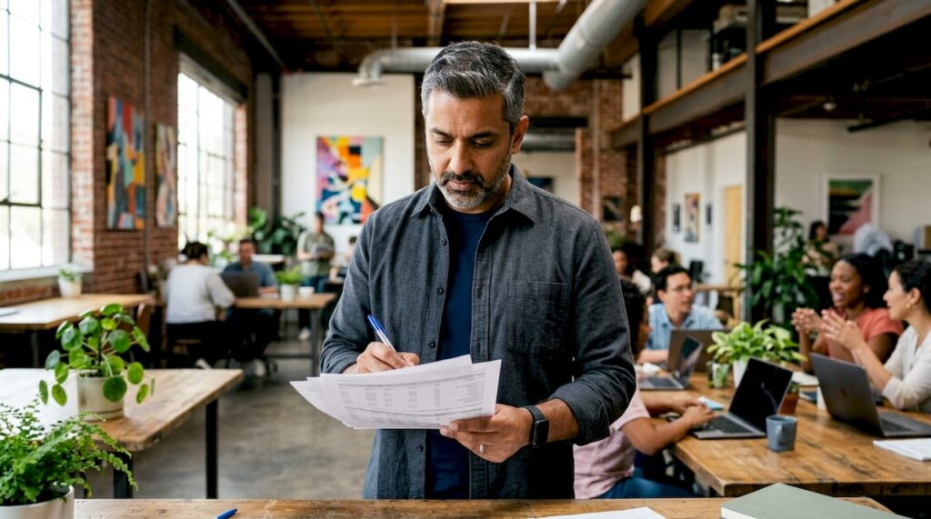 IT manager reviewing IT asset disposal audit documents