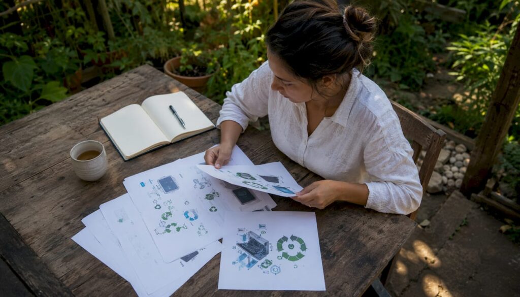 Una mujer supervisa el proceso de reciclaje de dispositivos electrónicos para garantizar que se realice de manera segura.