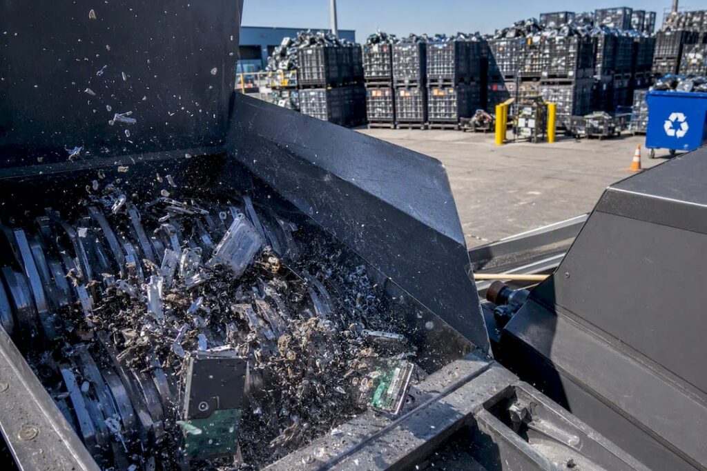 Hard drive being shredded on-site