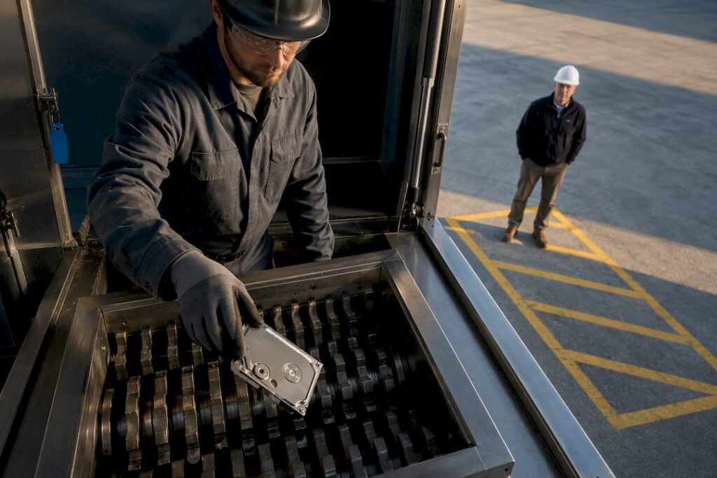 Witnessed hard drive destruction at secure facility
