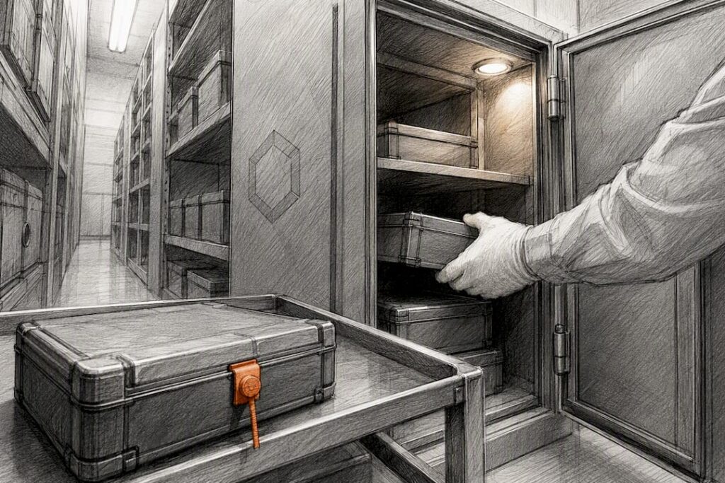 Sealed media cases in secure archive