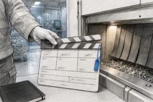 Operator recording destruction run with slate