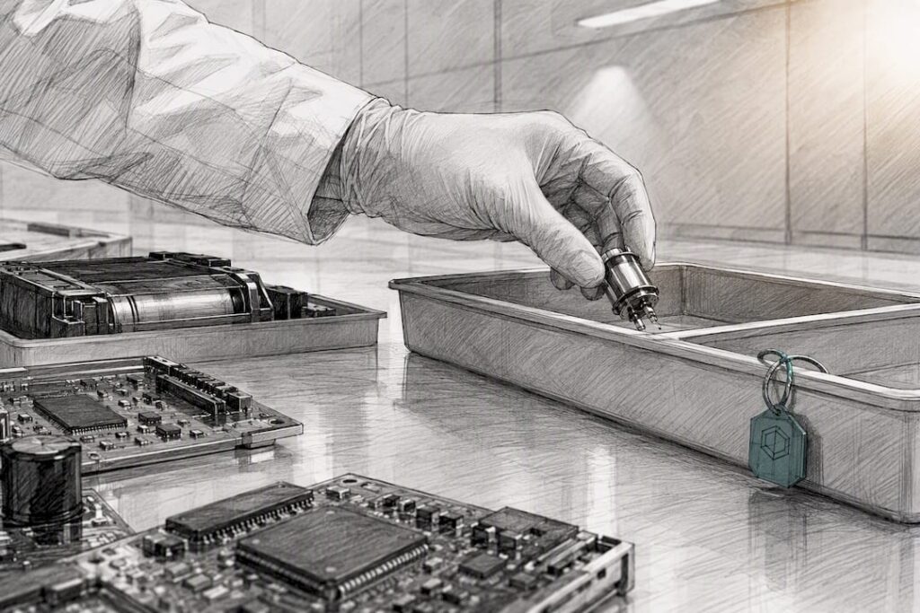 E-waste components during compliance inspection