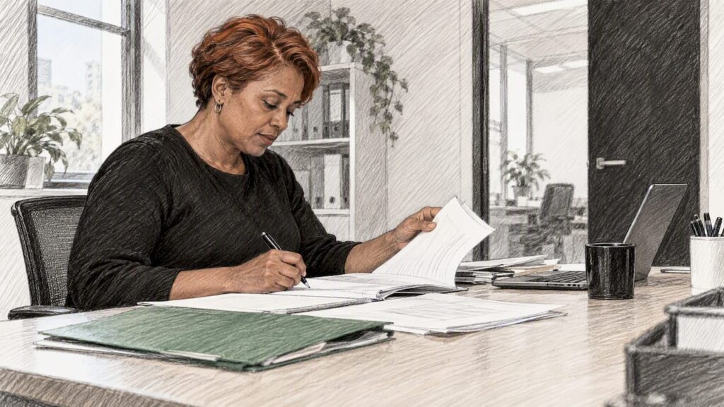 Business professional reviewing an e-waste policy