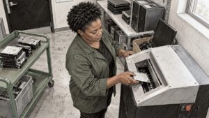 Technician destroys a hard drive onsite