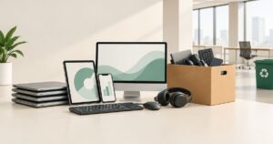 Business electronics recycling before an office lease ends