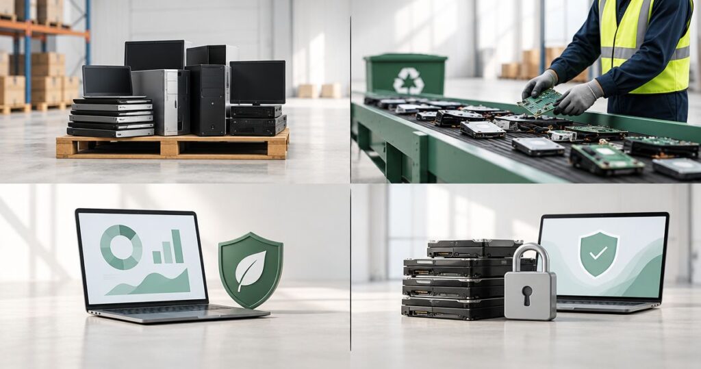 Business electronics recycling for warehouses